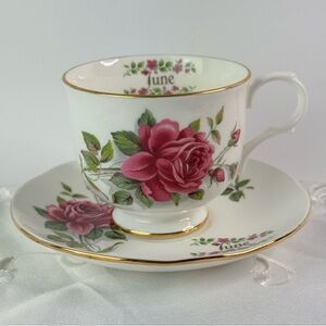 Sadler Wellington Floral Bone China Teacup and Saucer Set June